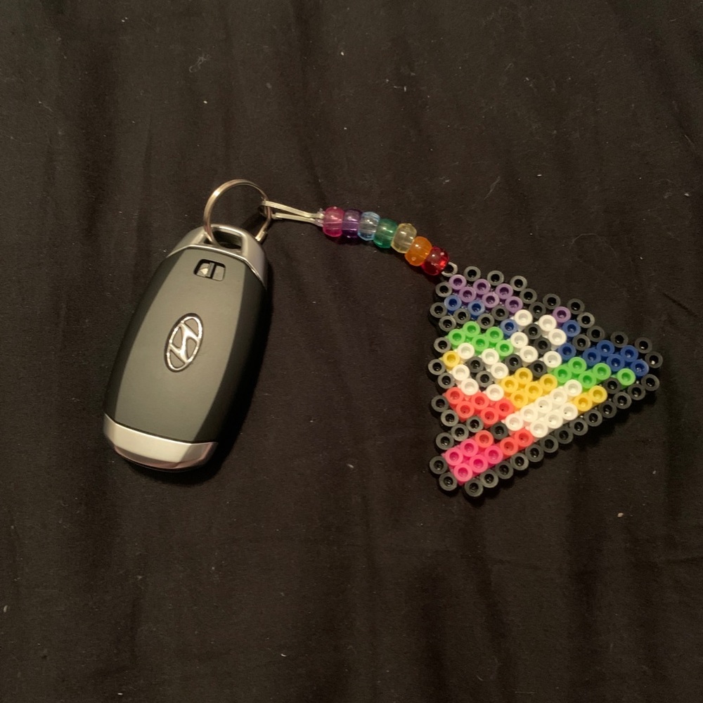 Rainbow 💩 Emoji Perler Keychain